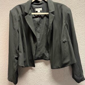 Ava & Viv Black Cropped Open-Front Blazer